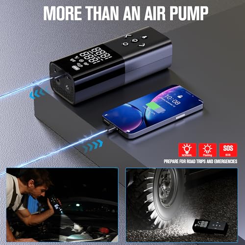 GOOLOO AP150 Tire Inflator Portable Air Compressor, 2X Faster 150PSI Cordless Air Pump for Car Tires with Auto-Shutoff, Portable Tire Pump with Digital Pressure Gauge for Car, Motorcycle,Bike, Ball