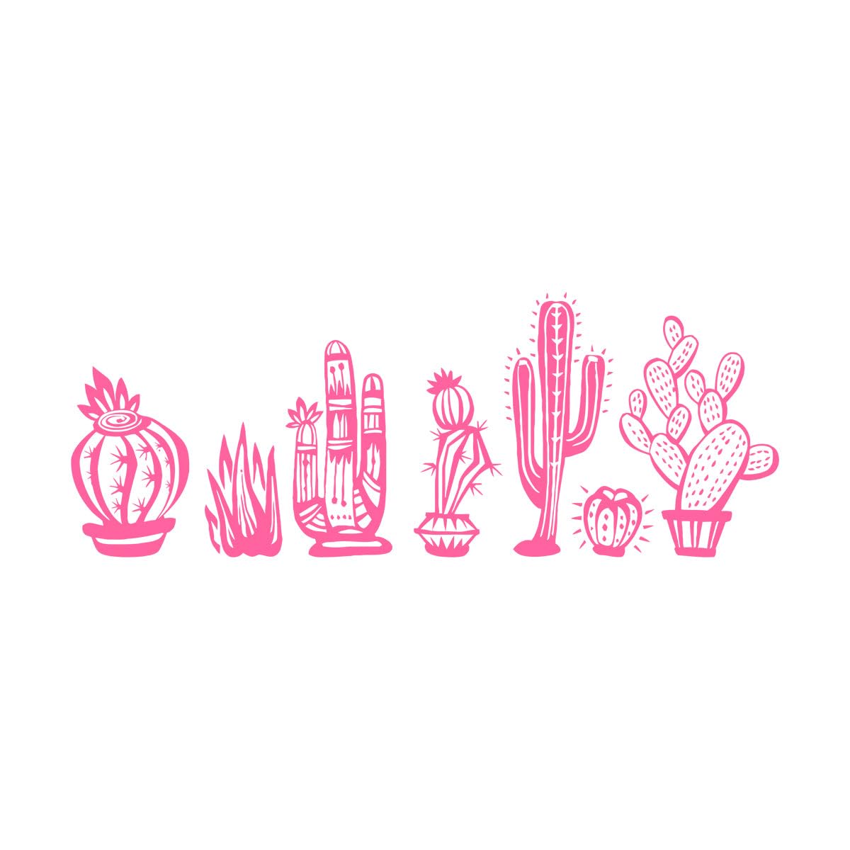 Cactus Collection Vinyl Wall Decal Creative Home Interior Decor Plant Desert Nature Flower Stickers for Kids Playroom Extra Large - 56x148cm โ image 1