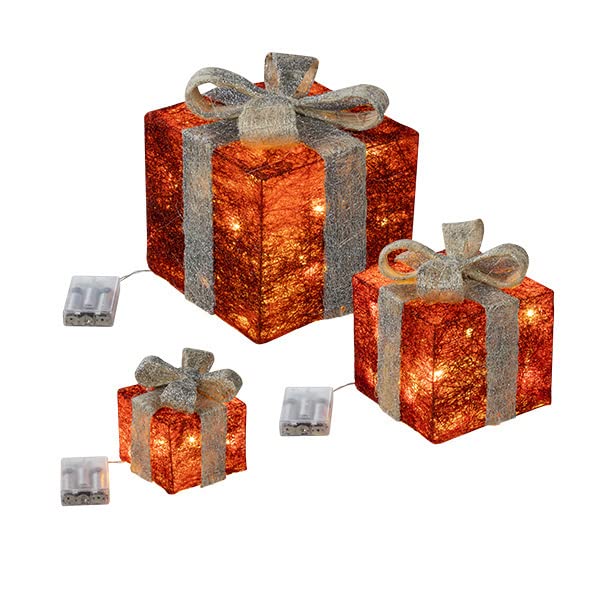 3-teiliges LED Geschenkboxen Set - Beleuchtete Deko Für Weihnachten & Feiern
