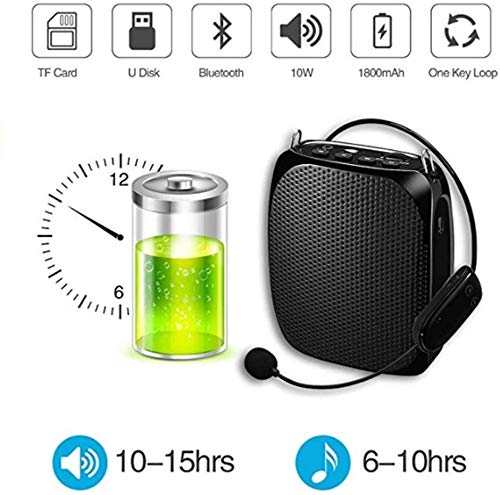 Amplificatore vocale Altoparlante Bluetooth Portatile Microfono Senza Fili Auricolare 1800mAh Sistema PA per Insegnanti Allenatori Formazione Guida Turistica Riunione di Promozione