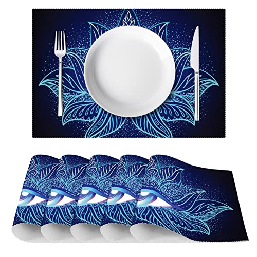 Sets de table dragon chinois bleu lavable pour protéger votre table