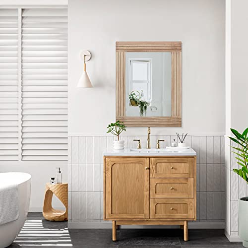 Hlfmvwe Rectangle Mirror Retro Wooden Wall-Mounted Mirrors Farmhouse Bedroom Bathroom Vanity Entrance Decorative Antique Hanging Mirror Large 20 "X16 #TOP5