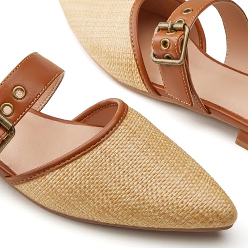 Image of Rekayla Mules for Women Adjustable Strap Pointed Toe Backless Loafer Shoes