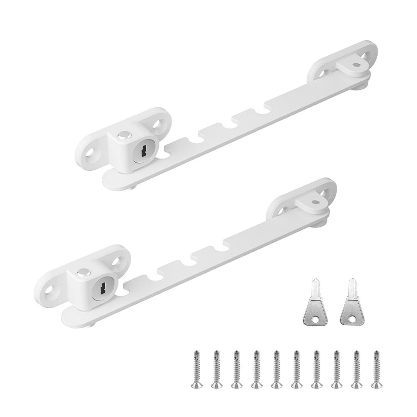 0XBIT 2 Piece White Adjustable Window Locks, Window Tilt Regulator with Lock, Windows Restrictor