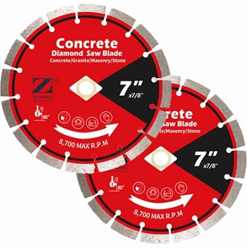 ZORUNNA 7 inch Diamond Saw Blades, 1/4" Segment Width Concrete