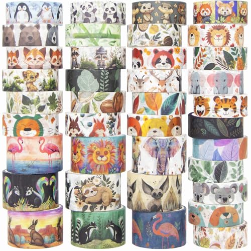 Simpatico set di nastri Washi Tape per forniture di diario, 38 rotoli di nastro adesivo Kawaii da 25 mm e 15 mm di larghezza, per scrapbooking, planner, fai da te, regalo per bambini