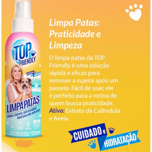 Limpa Patas para Cães, Spray sem Enxágue, Ideal Para Pós Passeio 120ml Top Friendly Linha Pet Ana Hi