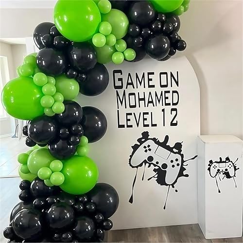Green and Black Balloons, 35PCS Lime Green Black Silver Balloons, Gamer Latex Balloon for Boys Men Football Video Game On Level Favor Theme Jungle Theme Graduation Birthday Party Decorations Supplies - Image 8