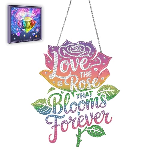 Peinture diamant rose à suspendre pour la décoration de la fenêtre ou du jardin d'hiver