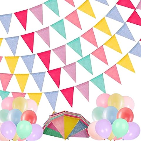 Wimpelkette, Wimpel Banner Set, Weiß Wimpel, Wimpelkette Outdoor für Hochzeit Party Weihnachten Geburtstagsfeier Gartenparty Cover
