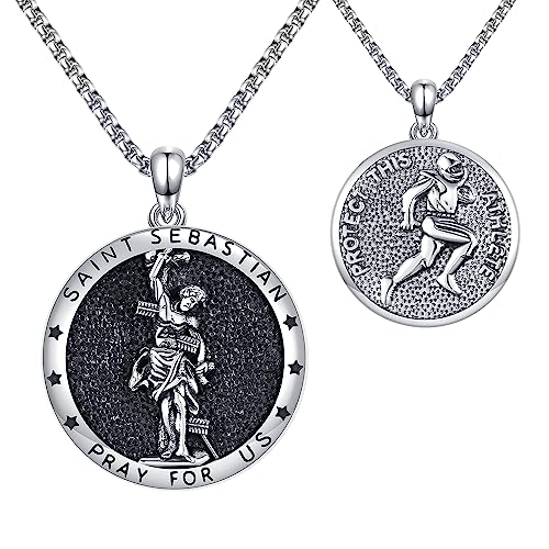 Collier saint patron argent 925 médaille protection religieuse homme femme 55cm