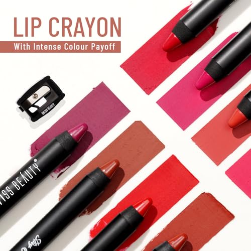 Image of Swiss Beauty Matte Long Lasting Stay Maxx Lip Crayon Lipstick | Matte Finish | 12-Hour Stay | Smudge Proof | Lightweight | Shade-Artist Nude, 3.5g (Pack of 2)