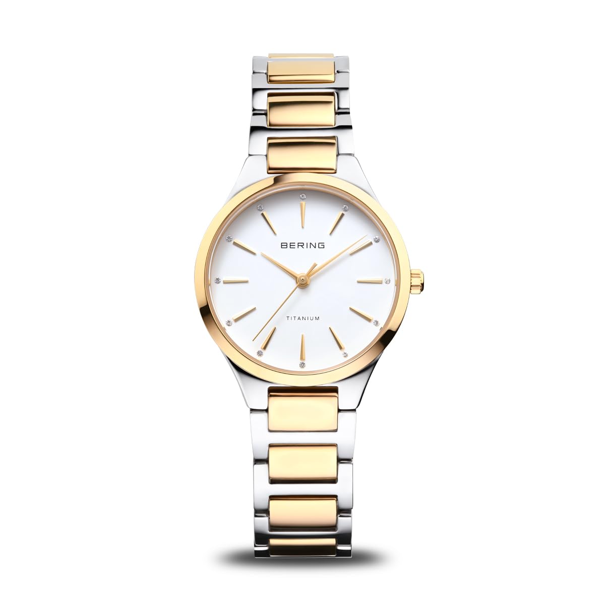 Bering Damen Quarz Uhr | Armbanduhr 30 mm Titangehäuse und Zifferblatt | Titanband mit Titanelementen | 10 ATM | 15630