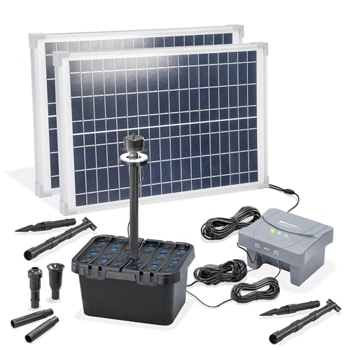 esotec Solar Teichfilterset Profi 50/1400 LED, Teichfilter Komplettset, Pumpe, LiFePo4 Akku, Solarmodul, Teichpumpe außen, mehrstufige Gartenteich Filterung, 100954