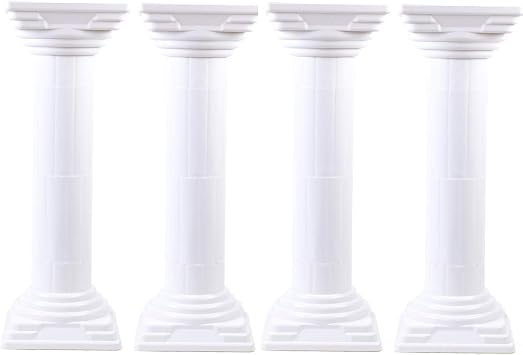 4Pcs Elegant Wedding Roman Column Set,Roman Pillars Decoration Party Flower Pot Columns Pedstal Stand Flower Floral Wedding Road Decorative Hollow Columns,39",Adjustable Height White-31 inch