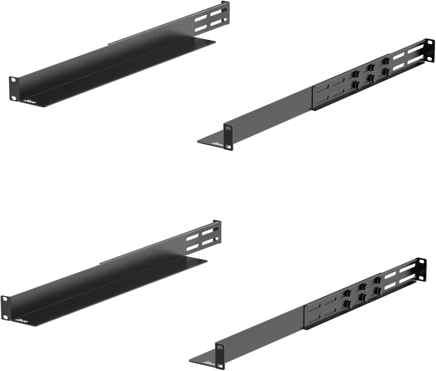 Tecmojo 2 Pack 1U Universal Rack Mount Rails,4-Post Server Rack Shelf Rail with 20.9"-32" Adjustable Depth Fit for Non-Rack Mountable Server/Networking/AV/IT Equipment Half Depth/2 Pack