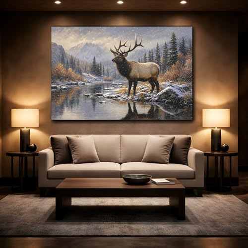 Impression sur toile élan grand format 90x60 cm déco murale