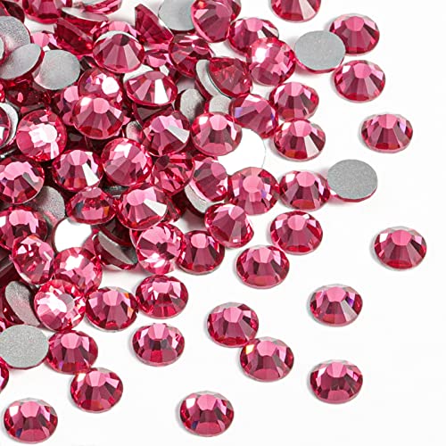 Image of Beadsland 2880pcs Flat Back Crystal Rhinestones Round Gems for Nail Art and Craft Glue Fix, Rose, SS20,4.6-4.8mm