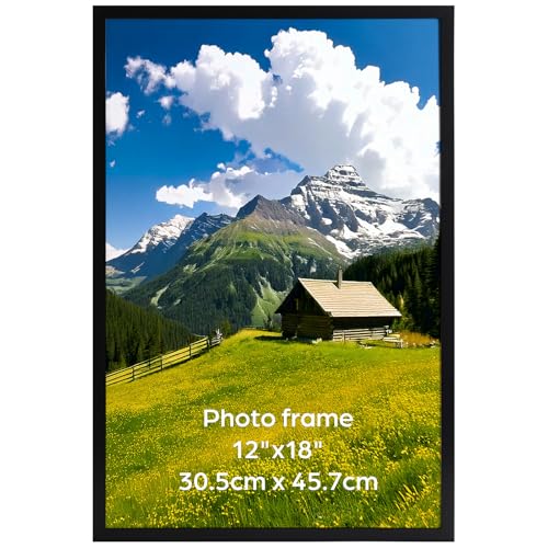 Ditwis Bilderrahmen 30x45 Schwarz, Fotorahmen für 45x30 cm Poster, Fotos und Kunstwerke, Modern Posterrahmen zum Aufhängen, Rahmen für Wohnungen, Büros und Galerien