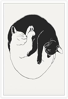12 Yin Yang Cat Tattoo Ideas: Balance and Harmony 39 Minimalist Black And White Canvas Wall Art Cute Yin And Yang Cats Poster...