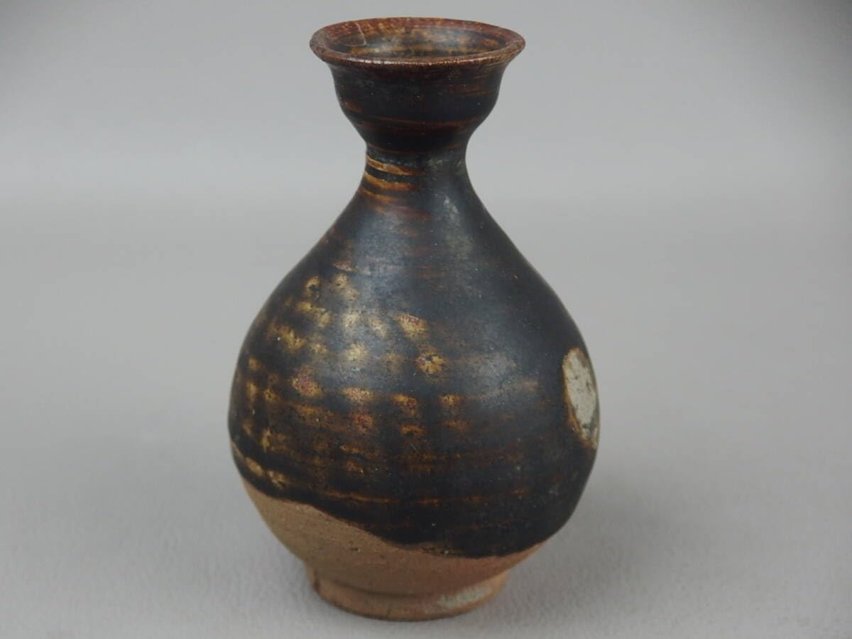 陶芸家　作家物　松尾貞一郎　貞土窯　染付　徳利　李朝　写　面取　秋草　共箱 陶芸家 作家物 松尾貞一郎 貞土窯 染付 徳利 李朝 写 面取