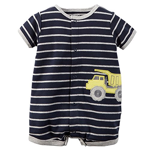 Carter's Baby Boys' 1-piece Snap-Up Romper (Newborn, Navy/Dump Truck)