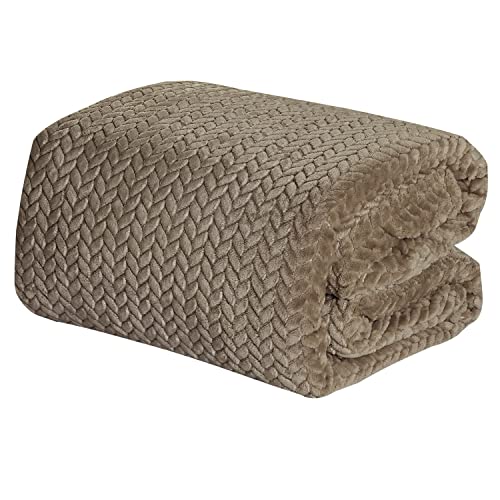 Image of Elegant Comfort Lightweight Printed Throw Blanket- All Season, Ultra Soft, Cozy and Plush- Decorative Throw Blankets, Perfect for Lounging, 50 x 70 inches, Chevron Mocha, Throw Blanket
