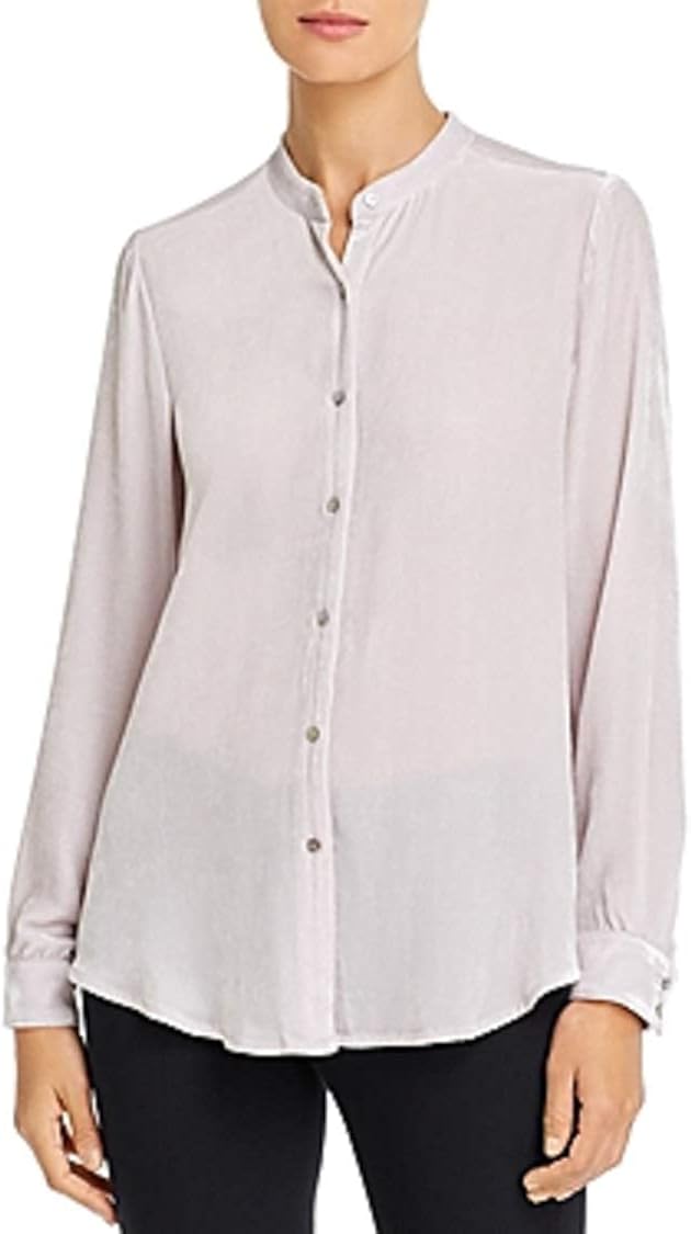 Eileen Fisher Womens Silk Blend Velvet Button-Down Top, Purple, Medium : Clothing, Shoes & Jewelry