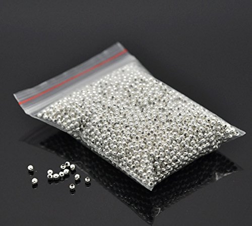 Smooth Polished Finish Metal Spacer Round Beads Tiny Ball Beads for Jewelry Making 3000pcs 2mm Silver