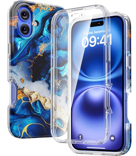 Image of Diaclara Designed for iPhone 16 Plus Case, Full Body Rugged Case with Built-in Touch Sensitive Anti-Scratch Screen Protector, Upgraded [Full Camera Protection] for iPhone 16 Plus 6.7 inch,Water Blue