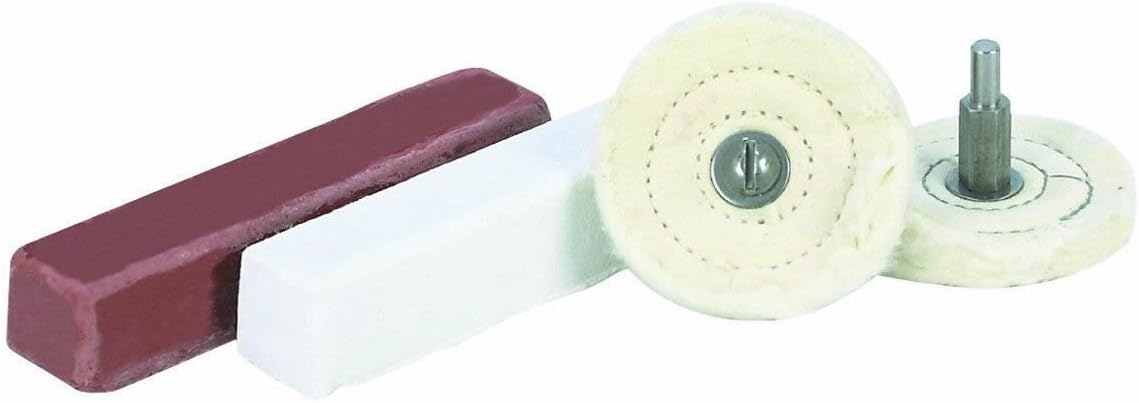 4 Pc Polishing Buff Buffing Buffer Wheel Kit with Jewelers Rouge Compound Bars