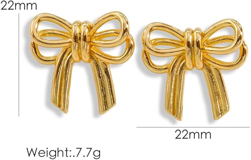 Miniatura 3 de DoubleNine - Pendientes colgantes con lazo para mujer color dorado