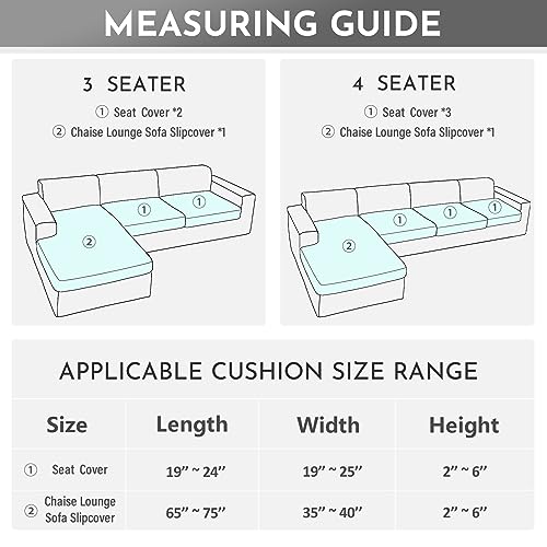 Foreate Sectional Couch Covers For Sectional Sofa L Shape - 3 Pieces Sofa Cushion Covers Furniture Protector Couch Slip Cover Machine Washable For Pets Kids Dogs (2 Seater + 1 Chaise, Sage Green) #TOP6