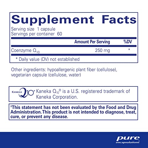 Pure Encapsulations Coq10 250 Mg | Coenzyme Q10 Supplement For Energy, Antioxidants, Brain And Cellular Health, Cognition, And Cardiovascular Support* | 60 Capsules #TOP1