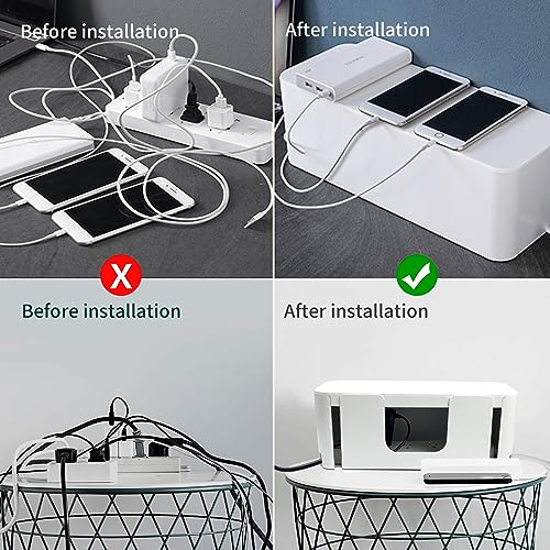 Image of Cord Organizer Box, Cable Hider for Power Strips, Surge Protector, Extension Cord and Wire Management, Cable Management Box (2PCS /Large and Medium Size /White)