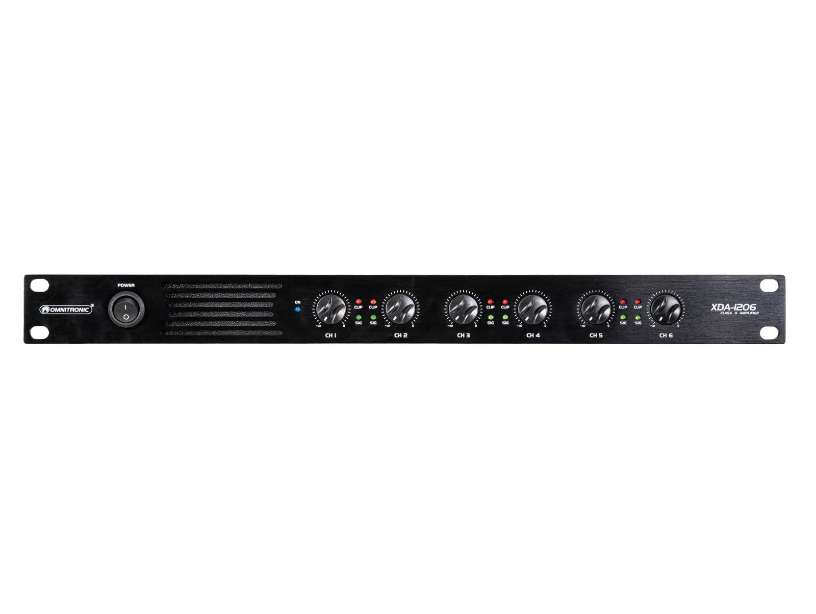 OMNITRONIC XDA-1206 6-Kanal Class-D-Verstärker | Verstärker mit Schaltnetzteil, 6 x 200 W / 4 Ohm, 4 x 150 W / 8 Ohm