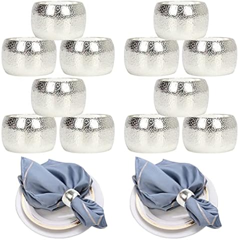 HuaLiSiJi Serviettenringe Silber12 Stück Serviettenringe Weihnachten, für Weihnachten Thanksgiving Hochzeitsfeier Familienessen (12, Silber) Cover