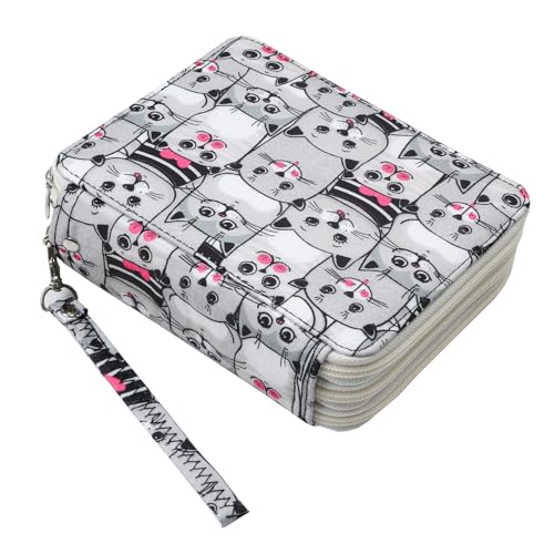 Image of Portable Colored 72 Slots Pencil case Organizer with Printing Pattern for Watercolor Pens, Pencil Case Organizer for Artist