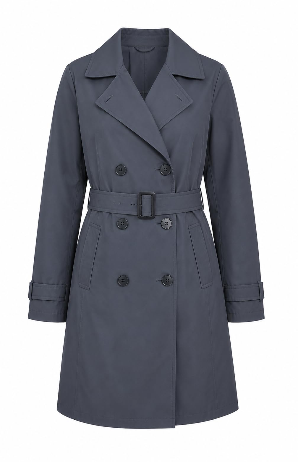 Brave Soul Women's Charcoal Double Breasted Short Trench Coat In | Size: 8