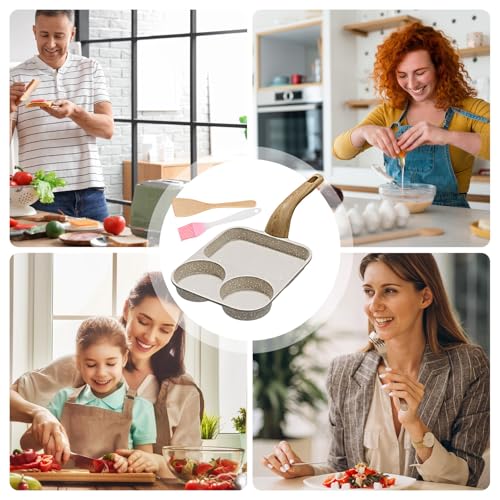Poêle pour œufs antiadhésive à 3 sections pour cuisiner sans coller - 5