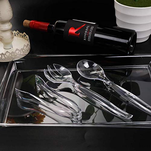 image for WELLIFE 24 Pack Plastic Serving Tray with Disposable Utensils, 6 Asymm