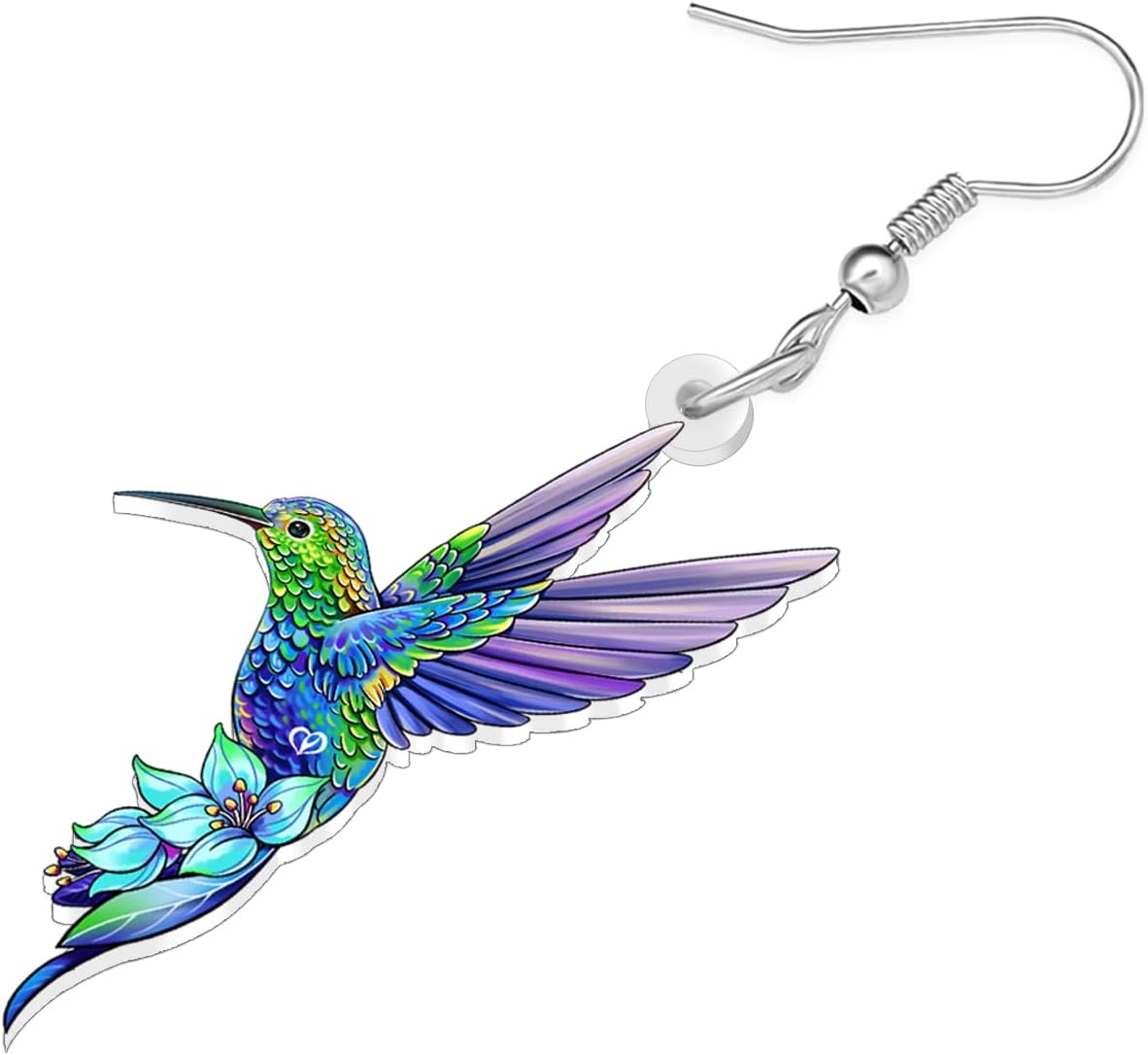 BONSNY Blue Cute Acrylic Hummingbird Dangle Earrings Birds Gifts for Women Novelty Hypoallergenic Jewelry Spring Summer Charms - Image 4