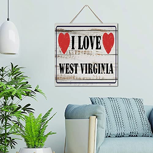 Plaque bois vintage I Love West Virginia déco murale
