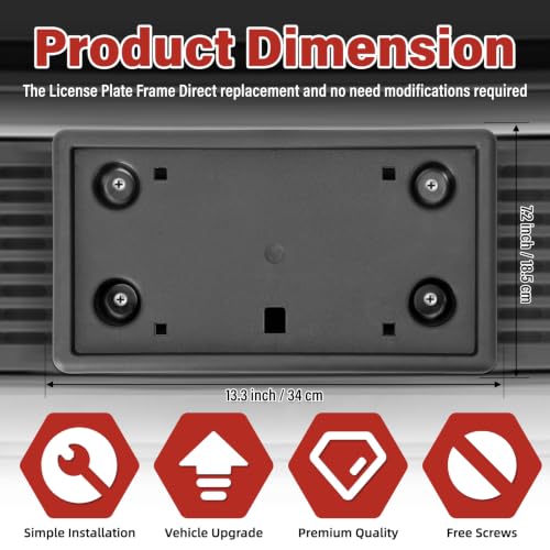 Image of License Plate Bracket for Chevy Silverado 1500 2003 2004 2005 2006, Silverado 1500 Classic 2007 (Fits SS sub-Model only), Front Bumper License Plate Holder Replacement Frame Black Mount