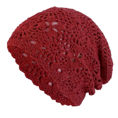 Bonnet respirant à fleurs en tricot élastique fait main pour femme moderne