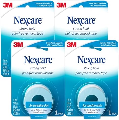 Nexcare Sensitive Skin Low Trauma Tape, 4 Count – Gentle Adhesive...