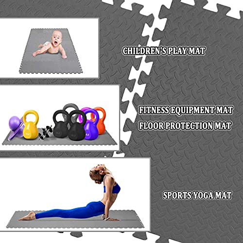 Tapis d'exercice en mousse durable et dalles de sol EVA emboîtables épaisses - 7