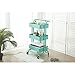 HollyHOME 3-Tier Metal Utility Service Cart Rolling Storage Shelves with Handles, Storage Utility Cart, Blue
