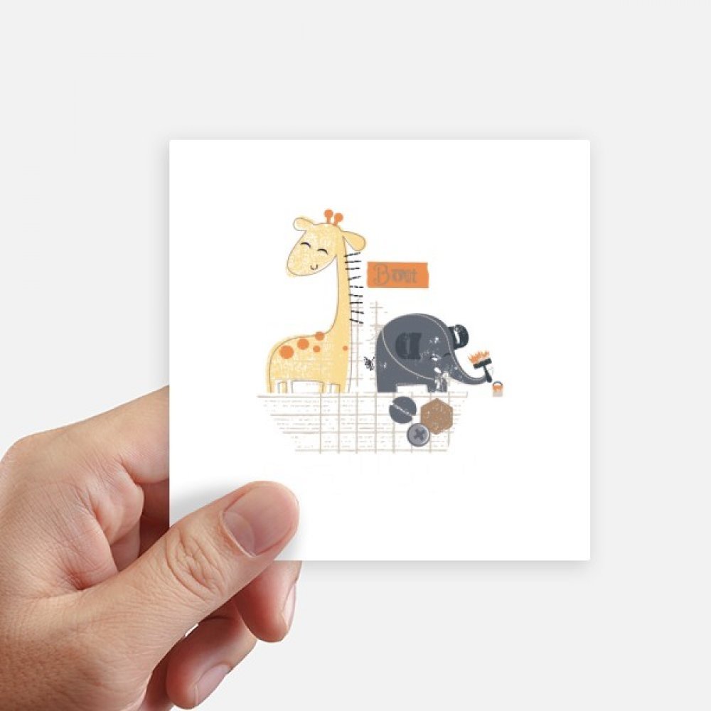 Autocollant carré 10x10 cm girafe éléphant pour sticker moto, déco murale et personnalisation PC