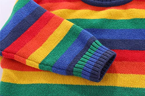 Image of Mud Kingdom Girls Boys Sweaters Rainbow Stripes Crewneck Knit Pullover Fall 2-9 Years